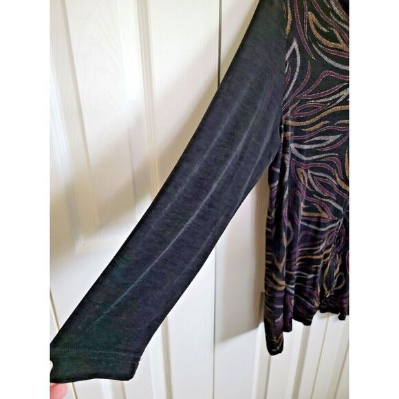 SLINKY BRAND Medium‎ Colorful Zip Up Jacket M Lightweight Stretch Knit Topper - Picture 4 of 8